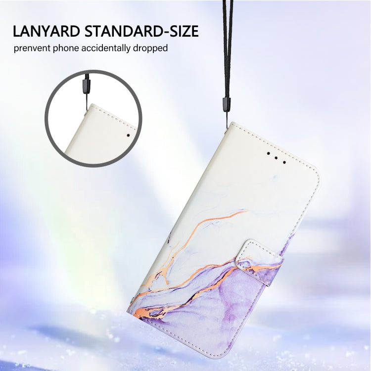 For iPhone SE 2024 PT003 Marble Pattern Flip Leather Phone Case(White Purple LS006) - More iPhone Cases by buy2fix | Online Shopping UK | buy2fix