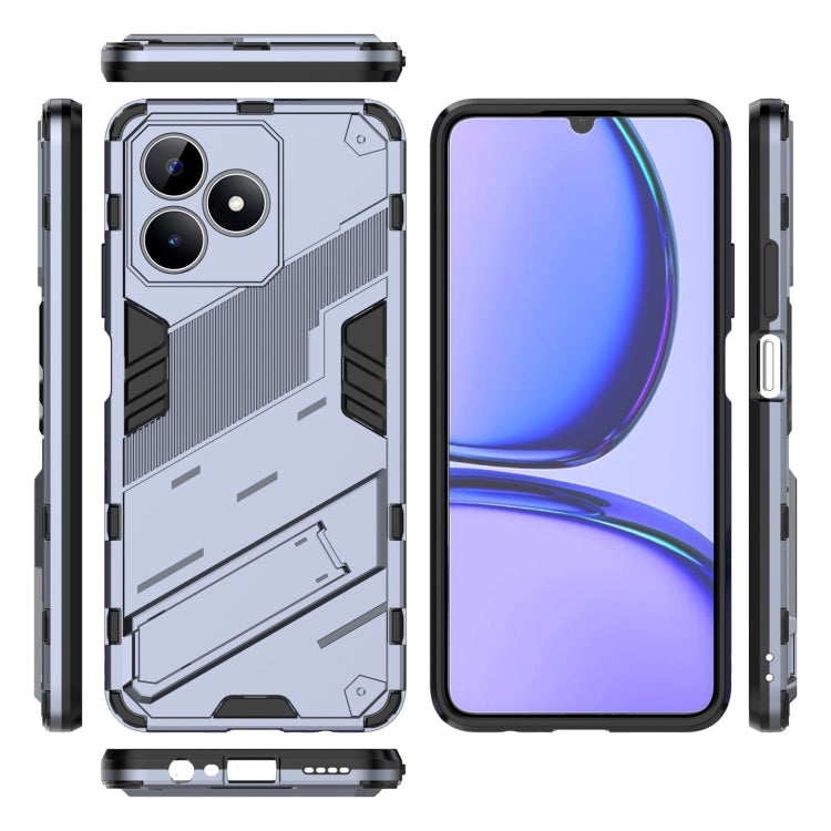 For Realme C53 4G Punk Armor 2 in 1 PC + TPU Phone Case with Holder(Grey) - Realme Cases by buy2fix | Online Shopping UK | buy2fix