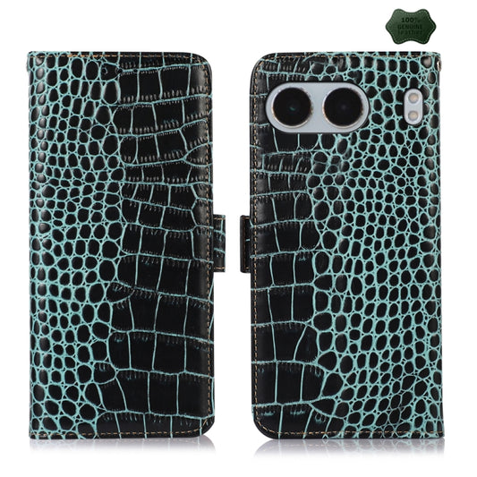 For OnePlus Nord 4 Crocodile Top Layer Cowhide Leather Phone Case(Green) - OnePlus Cases by buy2fix | Online Shopping UK | buy2fix