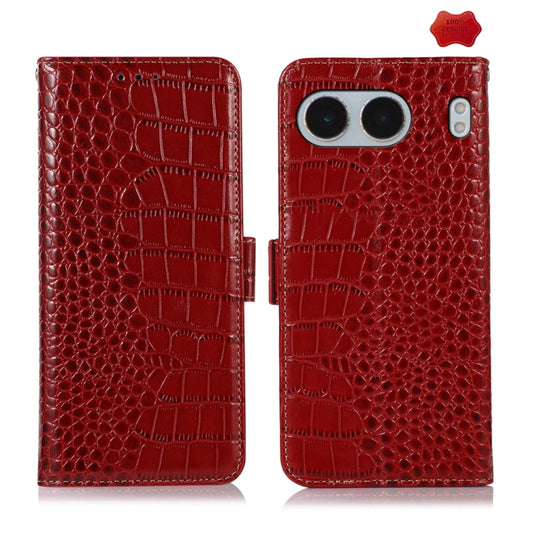 For OnePlus Nord 4 Crocodile Top Layer Cowhide Leather Phone Case(Red) - OnePlus Cases by buy2fix | Online Shopping UK | buy2fix