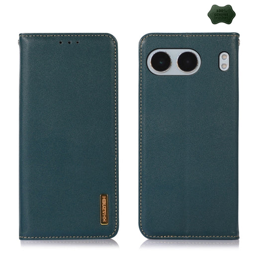 For OnePlus Nord 4 KHAZNEH Nappa Top Layer Cowhide Leather Phone Case(Green) - OnePlus Cases by buy2fix | Online Shopping UK | buy2fix