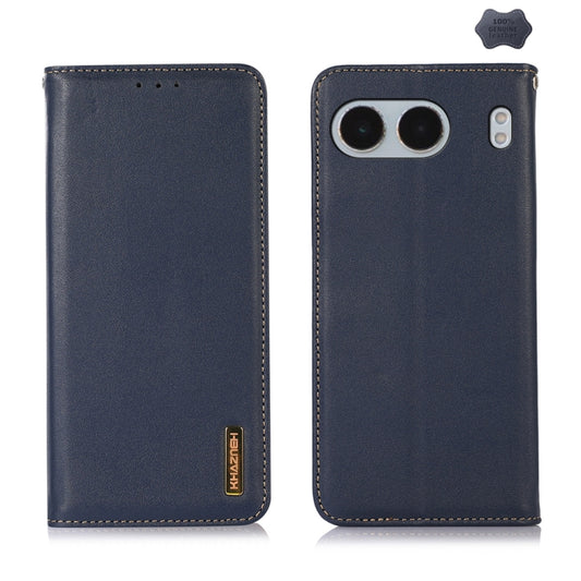 For OnePlus Nord 4 KHAZNEH Nappa Top Layer Cowhide Leather Phone Case(Blue) - OnePlus Cases by buy2fix | Online Shopping UK | buy2fix