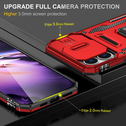 For iPhone 16 Armor PC + TPU Camera Shield Phone Case(Red) - iPhone 16 Cases by buy2fix | Online Shopping UK | buy2fix