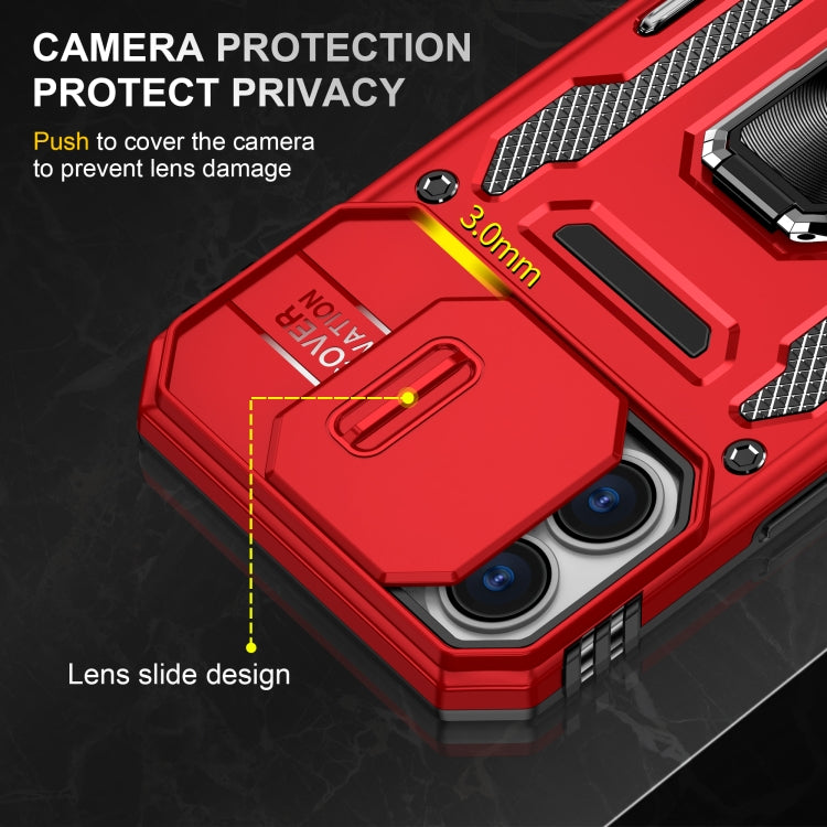 For iPhone 16 Armor PC + TPU Camera Shield Phone Case(Red) - iPhone 16 Cases by buy2fix | Online Shopping UK | buy2fix