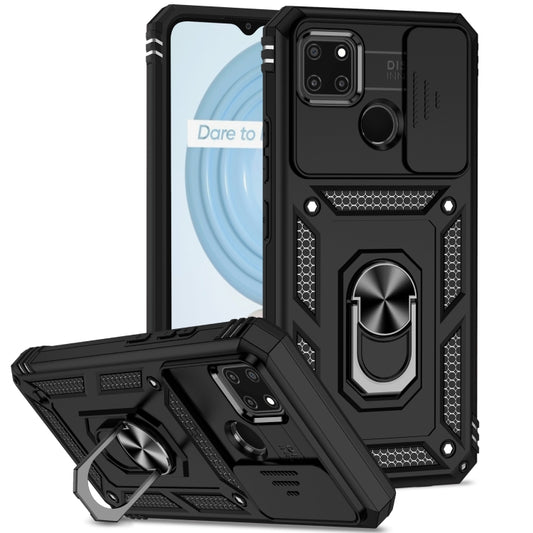 For Realme C21Y / C25Y Sliding Camshield Holder Phone Case(Black) - Realme Cases by buy2fix | Online Shopping UK | buy2fix