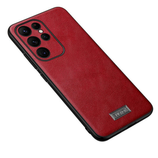 For Samsung Galaxy S24 Ultra 5G SULADA Shockproof TPU + Handmade Leather Phone Case(Red) - Galaxy S24 Ultra 5G Cases by SULADA | Online Shopping UK | buy2fix