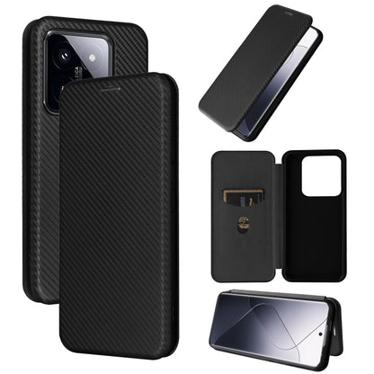 For Xiaomi 14 Pro Carbon Fiber Texture Flip Leather Phone Case(Black) - 14 Pro Cases by buy2fix | Online Shopping UK | buy2fix