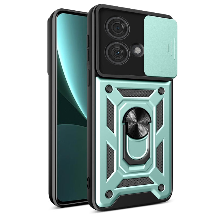 For Motorola Edge 40 Neo 5G Sliding Camera Cover Design TPU Hybrid PC Phone Case(Mint Green) - Motorola Cases by buy2fix | Online Shopping UK | buy2fix