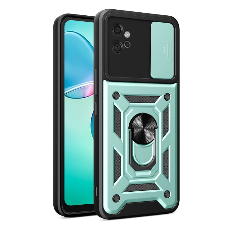 For Motorola Moto G32 Sliding Camera Cover Design TPU Hybrid PC Phone Case(Mint Green) - Motorola Cases by buy2fix | Online Shopping UK | buy2fix