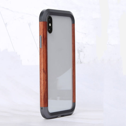 For iPhone X / XS R-JUST Metal + Wood Frame Protective Case - More iPhone Cases by R-JUST | Online Shopping UK | buy2fix
