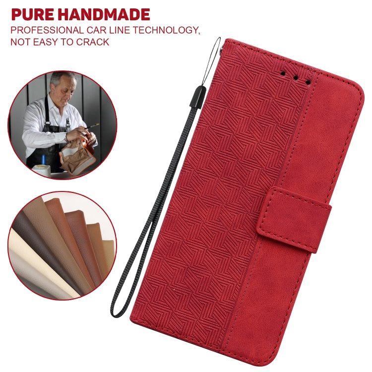 For iPhone SE 2024 Geometric Embossed Leather Phone Case(Red) - More iPhone Cases by buy2fix | Online Shopping UK | buy2fix