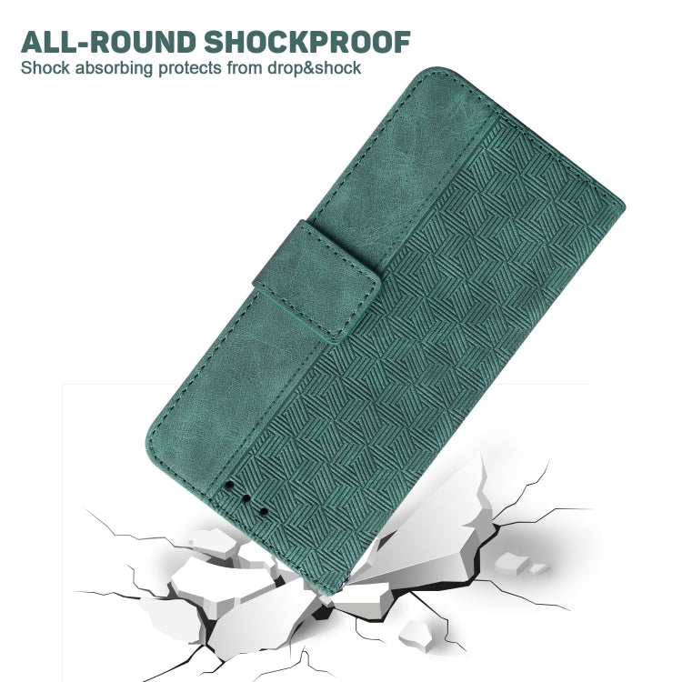 For iPhone 16 Plus Geometric Embossed Leather Phone Case(Green) - iPhone 16 Plus Cases by buy2fix | Online Shopping UK | buy2fix