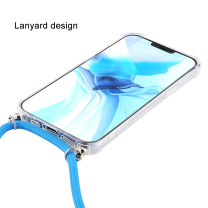 For iPhone 16 Pro Four-Corner Shockproof Transparent TPU Case with Lanyard(Blue White) - iPhone 16 Pro Cases by buy2fix | Online Shopping UK | buy2fix