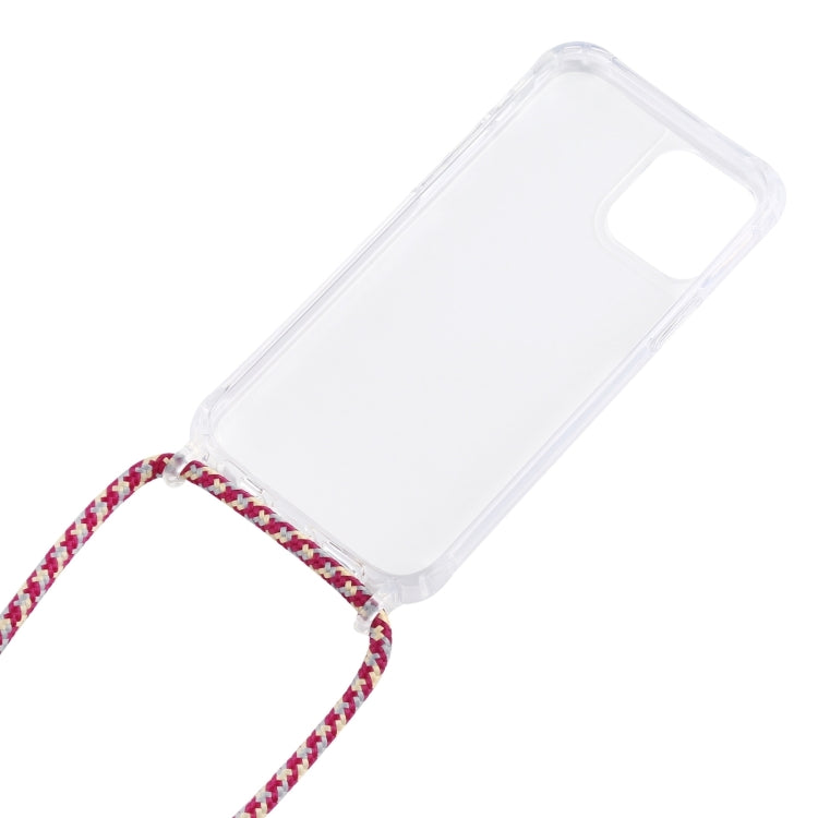 For iPhone 16 Transparent Acrylic Airbag Shockproof Phone Protective Case with Lanyard(Rose Gold) - iPhone 16 Cases by buy2fix | Online Shopping UK | buy2fix