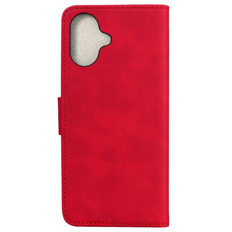 For iPhone 16 Plus Skin Feel Pure Color Flip Leather Phone Case(Red) - iPhone 16 Plus Cases by buy2fix | Online Shopping UK | buy2fix