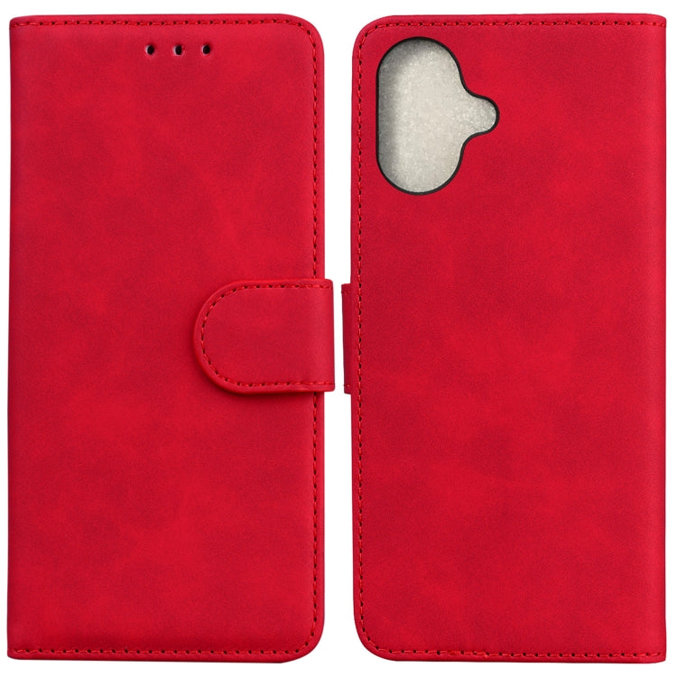 For iPhone 16 Skin Feel Pure Color Flip Leather Phone Case(Red) - iPhone 16 Cases by buy2fix | Online Shopping UK | buy2fix