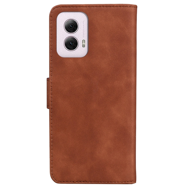 For Motorola Moto G Power 5G 2024 Skin Feel Pure Color Flip Leather Phone Case(Brown) - Motorola Cases by buy2fix | Online Shopping UK | buy2fix