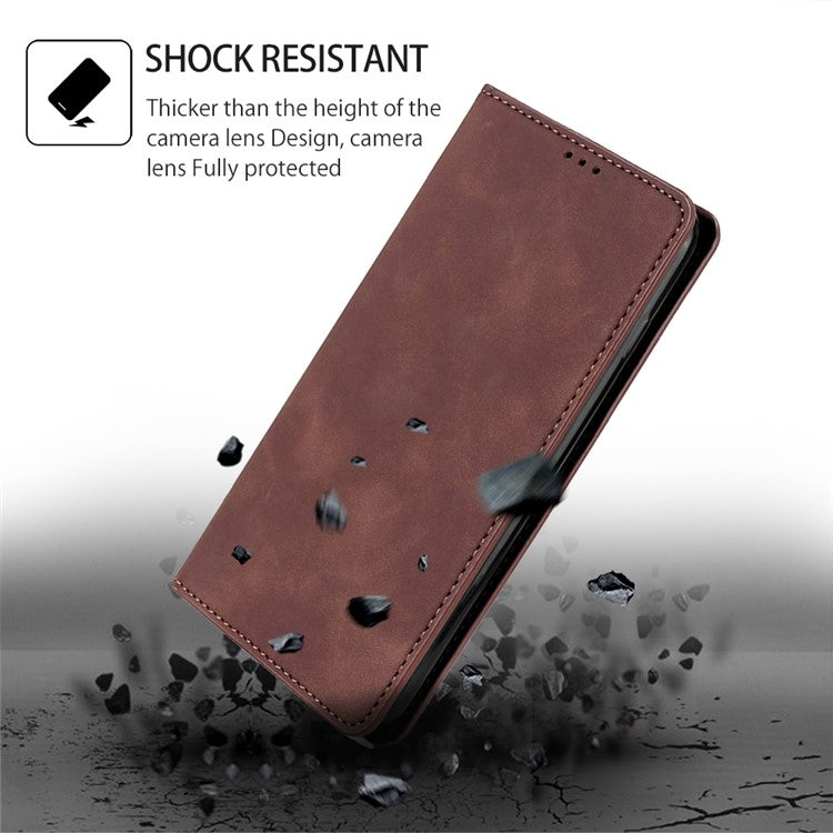 For vivo Y03 4G Skin Feel Magnetic Leather Phone Case(Dark Brown) - vivo Cases by buy2fix | Online Shopping UK | buy2fix