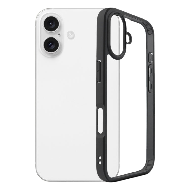 For iPhone 16 Plus Frosted TPU + Transparent PC Phone Case(Black) - iPhone 16 Plus Cases by buy2fix | Online Shopping UK | buy2fix