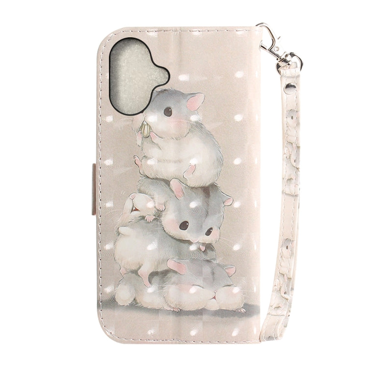 For iPhone 16 3D Colored Horizontal Flip Leather Phone Case(Squirrels) - iPhone 16 Cases by buy2fix | Online Shopping UK | buy2fix