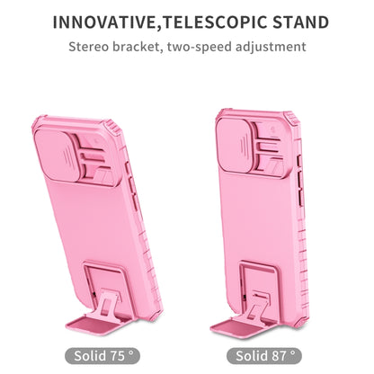 For iPhone 16 Pro Stereoscopic Holder Sliding Camshield Phone Case(Pink) - iPhone 16 Pro Cases by buy2fix | Online Shopping UK | buy2fix