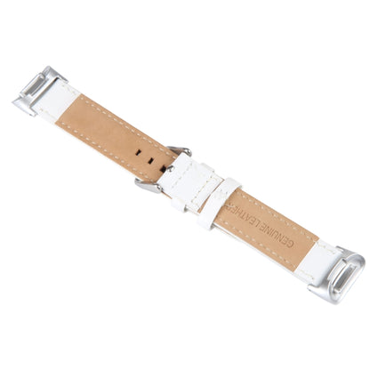 For Fitbit Charge 5 18mm Bamboo Joint Texture Genuine Leather Watch Band(White) - Watch Bands by buy2fix | Online Shopping UK | buy2fix
