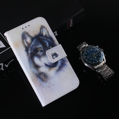 For iPhone 16 Pro Coloured Drawing Flip Leather Phone Case(White Wolf) - iPhone 16 Pro Cases by buy2fix | Online Shopping UK | buy2fix