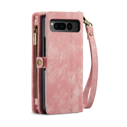 For Google Pixel Fold CaseMe 008 Detachable Multifunctional Retro Frosted Horizontal Flip Phone Leather Case with Zipper Wallet(Pink) - Google Cases by CaseMe | Online Shopping UK | buy2fix