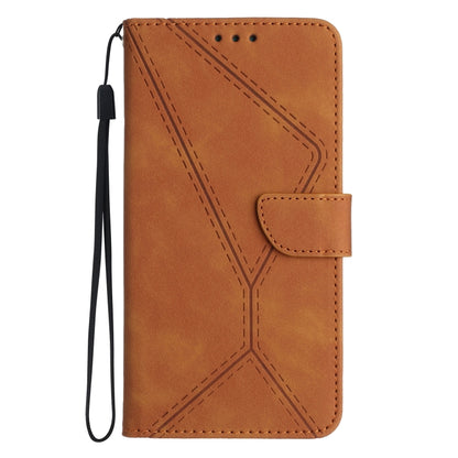 For Samsung Galaxy S24 5G Stitching Embossed Leather Phone Case(Brown) - Galaxy S24 5G Cases by buy2fix | Online Shopping UK | buy2fix