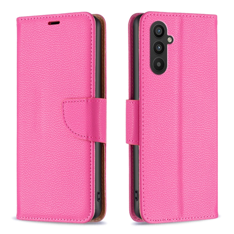 For Samsung Galaxy A25 5G Litchi Texture Pure Color Flip Leather Phone Case(Rose Red) - Galaxy Phone Cases by buy2fix | Online Shopping UK | buy2fix