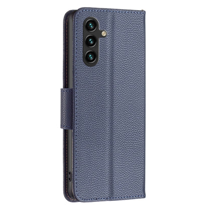 For Samsung Galaxy A55 Litchi Texture Pure Color Flip Leather Phone Case(Blue) - Galaxy Phone Cases by buy2fix | Online Shopping UK | buy2fix