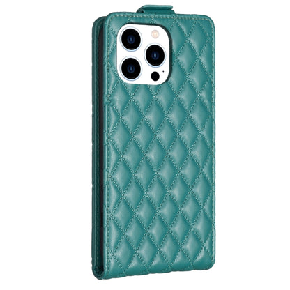 For iPhone 16 Pro Diamond Lattice Vertical Flip Leather Phone Case(Green) - iPhone 16 Pro Cases by buy2fix | Online Shopping UK | buy2fix