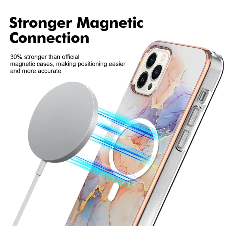 For iPhone 14 Pro Max Marble Pattern Dual-side IMD Magsafe TPU Phone Case(White Marble) - iPhone 14 Pro Max Cases by buy2fix | Online Shopping UK | buy2fix