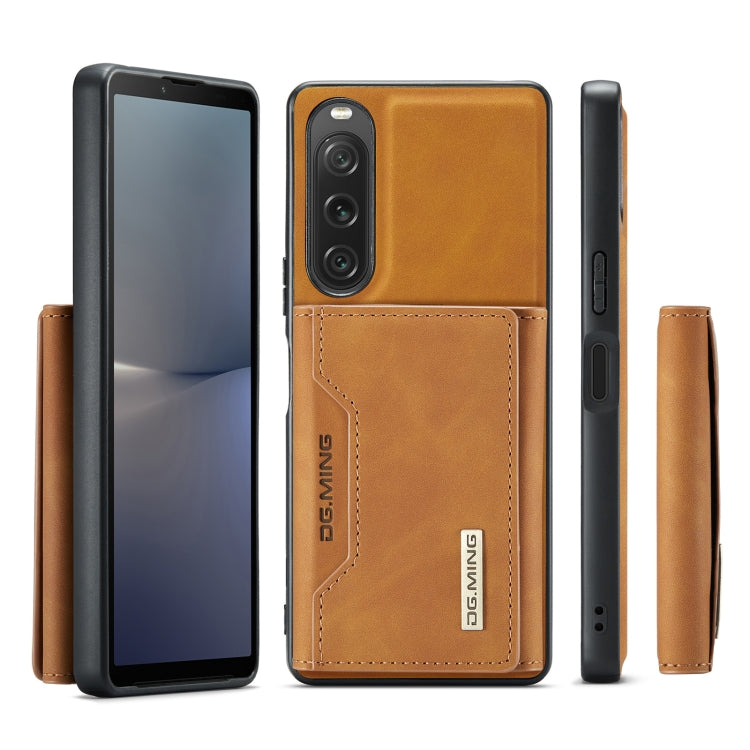 For Sony Xperia 10 V DG.MING M2 Series 3-Fold Multi Card Bag + Magnetic Phone Case(Brown) - Sony Cases by DG.MING | Online Shopping UK | buy2fix