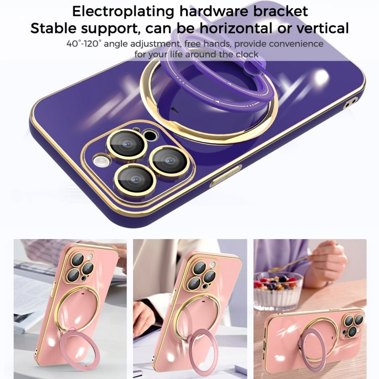 For iPhone XR Multifunction Electroplating MagSafe Holder Phone Case(Pink) - More iPhone Cases by buy2fix | Online Shopping UK | buy2fix