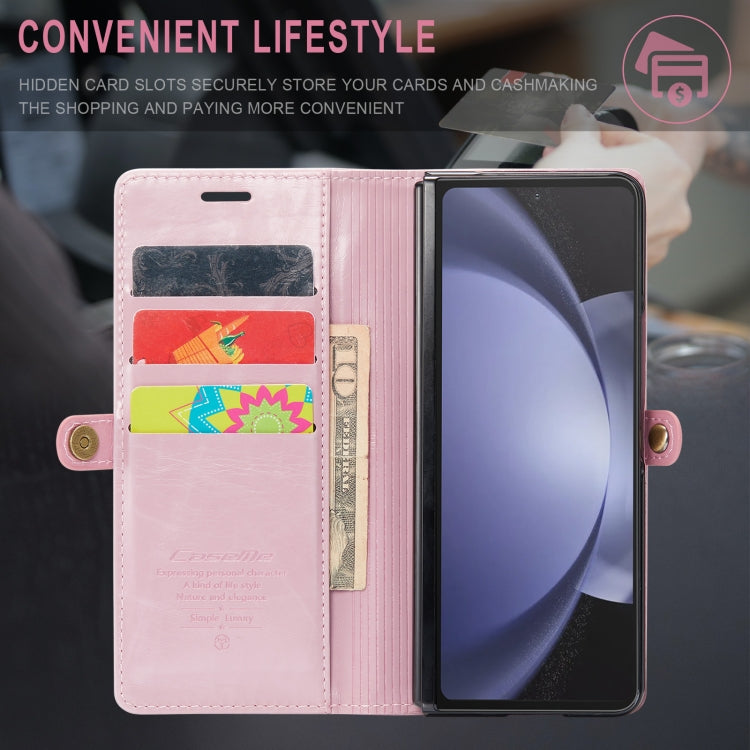 For Samsung Galaxy Z Fold5 CaseMe-003 PU + PC Business Style Crazy Horse Texture Leather Phone Case(Pink) - Galaxy Z Fold5 Cases by CaseMe | Online Shopping UK | buy2fix