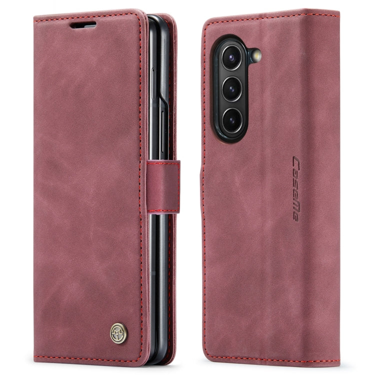 For Samsung Galaxy Z Fold5 CaseMe-013 Multifunctional Retro Frosted Leather Phone Case(Wine Red) - Galaxy Z Fold5 Cases by CaseMe | Online Shopping UK | buy2fix