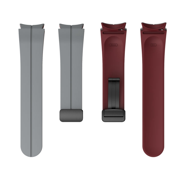 For Samsung Galaxy Watch 6 / 6 Classic Dual Color Magnetic Folding Buckle Silicone Watch Band(Grey+Wine Red) - Watch Bands by buy2fix | Online Shopping UK | buy2fix