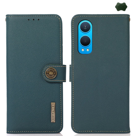 For OnePlus CE4 Lite KHAZNEH Custer Genuine Leather RFID Phone Case(Green) - OnePlus Cases by buy2fix | Online Shopping UK | buy2fix