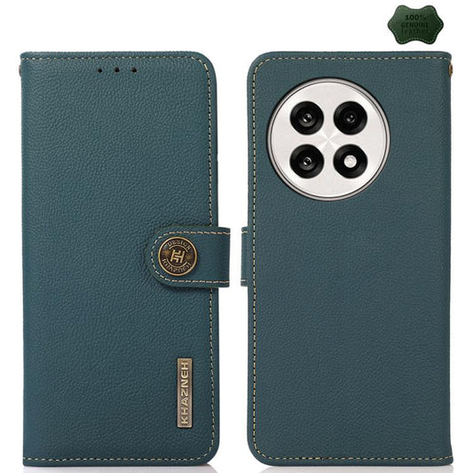 For OnePlus Ace 5 Pro / Ace 5 / 13R KHAZNEH Custer Genuine Leather RFID Phone Case(Green) - OnePlus Cases by buy2fix | Online Shopping UK | buy2fix