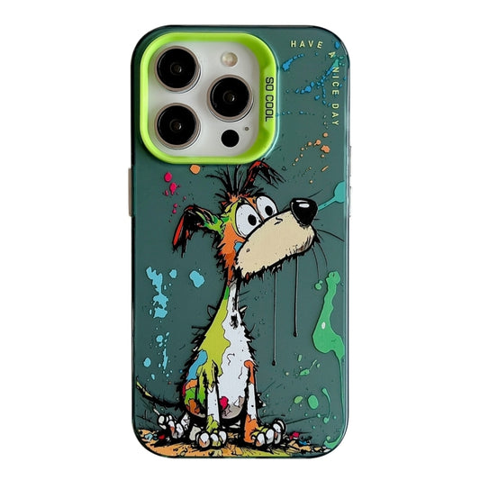 For iPhone 16 Pro Max Animal Pattern Oil Painting Series PC + TPU Phone Case(Green Dog) - iPhone 16 Pro Max Cases by buy2fix | Online Shopping UK | buy2fix