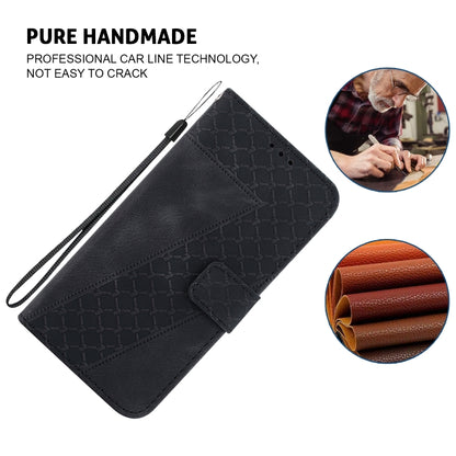 For iPhone 16 Pro Max Seven-shaped Embossed Leather Phone Case(Black) - iPhone 16 Pro Max Cases by buy2fix | Online Shopping UK | buy2fix