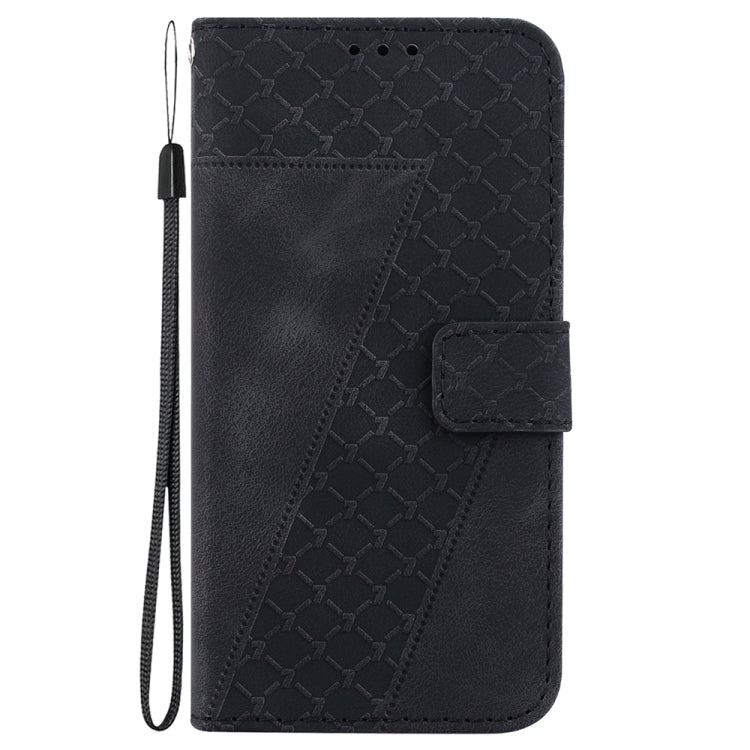 For OnePlus 13 Seven-shaped Embossed Leather Phone Case(Black) - OnePlus Cases by buy2fix | Online Shopping UK | buy2fix