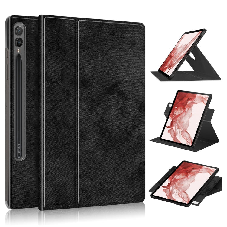 For Samsung Galaxy Tab S9+ 360 Rotation Stand Smart Leather Tablet Case(Black) - Galaxy Tab S9+ Cases by buy2fix | Online Shopping UK | buy2fix