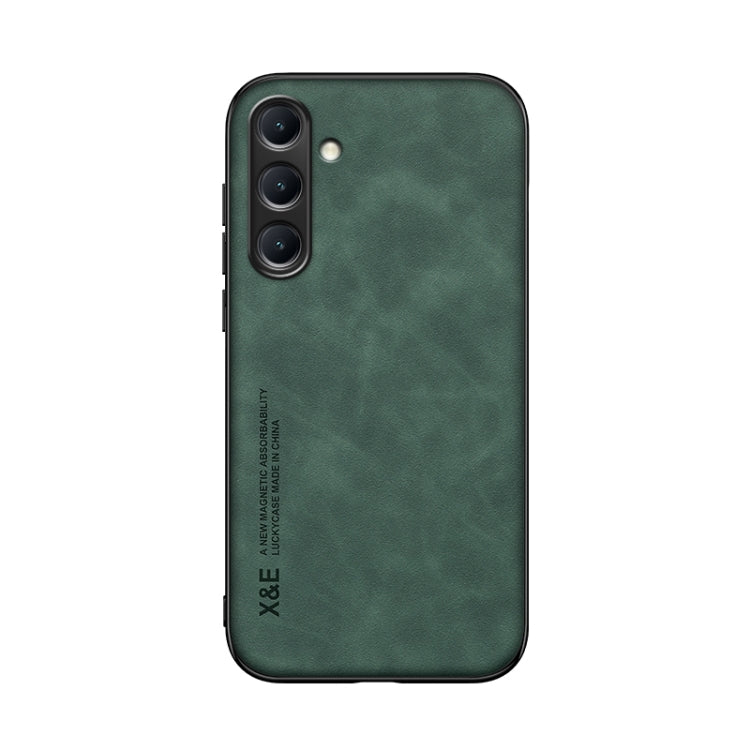 For Samsung Galaxy S24+ 5G Skin Feel Magnetic Leather Back Phone Case(Green) - Galaxy S24+ 5G Cases by buy2fix | Online Shopping UK | buy2fix