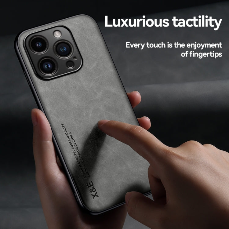 For iPhone 16 Pro Skin Feel Magnetic Leather Back Phone Case(Light Grey) - iPhone 16 Pro Cases by buy2fix | Online Shopping UK | buy2fix