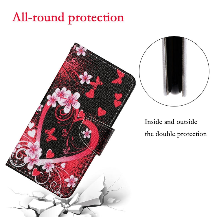 For iPhone 16 3D Colored Drawing Flip Leather Phone Case(Red Heart) - iPhone 16 Cases by buy2fix | Online Shopping UK | buy2fix