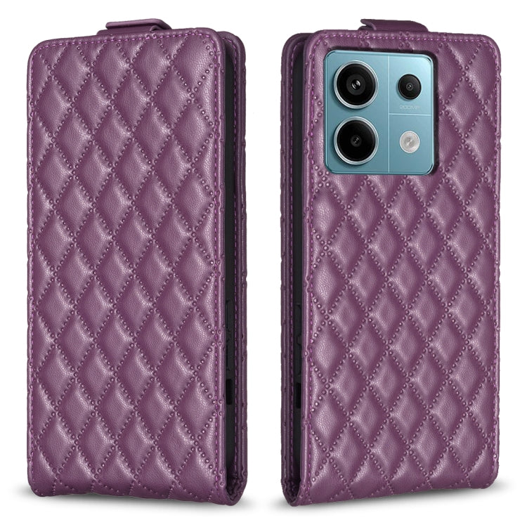 For Xiaomi Redmi Note 13 Pro 4G Global Diamond Lattice Vertical Flip Leather Phone Case(Dark Purple) - Note 13 Pro Cases by buy2fix | Online Shopping UK | buy2fix