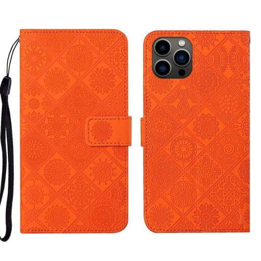 For iPhone 16 Pro Ethnic Style Embossed Pattern Leather Phone Case(Orange) - iPhone 16 Pro Cases by buy2fix | Online Shopping UK | buy2fix