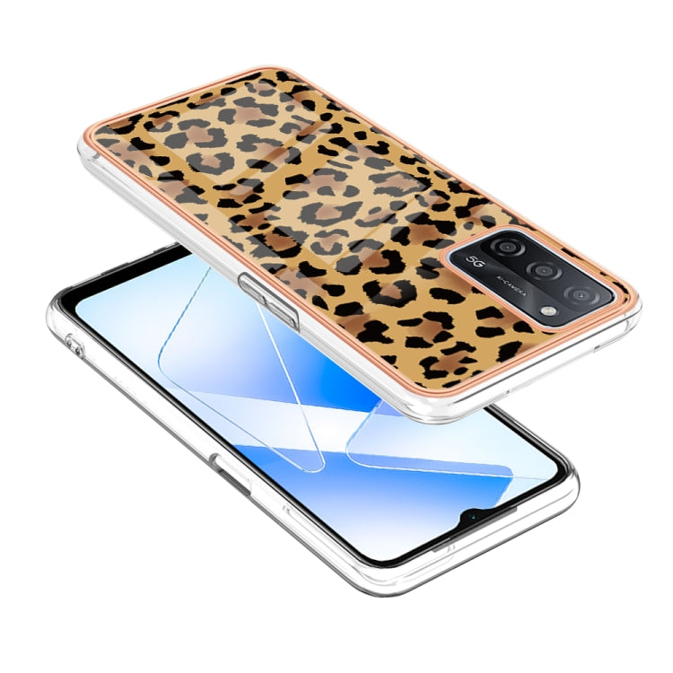 For OPPO A55 5G / A53s 5G / A54 4G Electroplating Marble Dual-side IMD Phone Case(Leopard Print) - OPPO Cases by buy2fix | Online Shopping UK | buy2fix